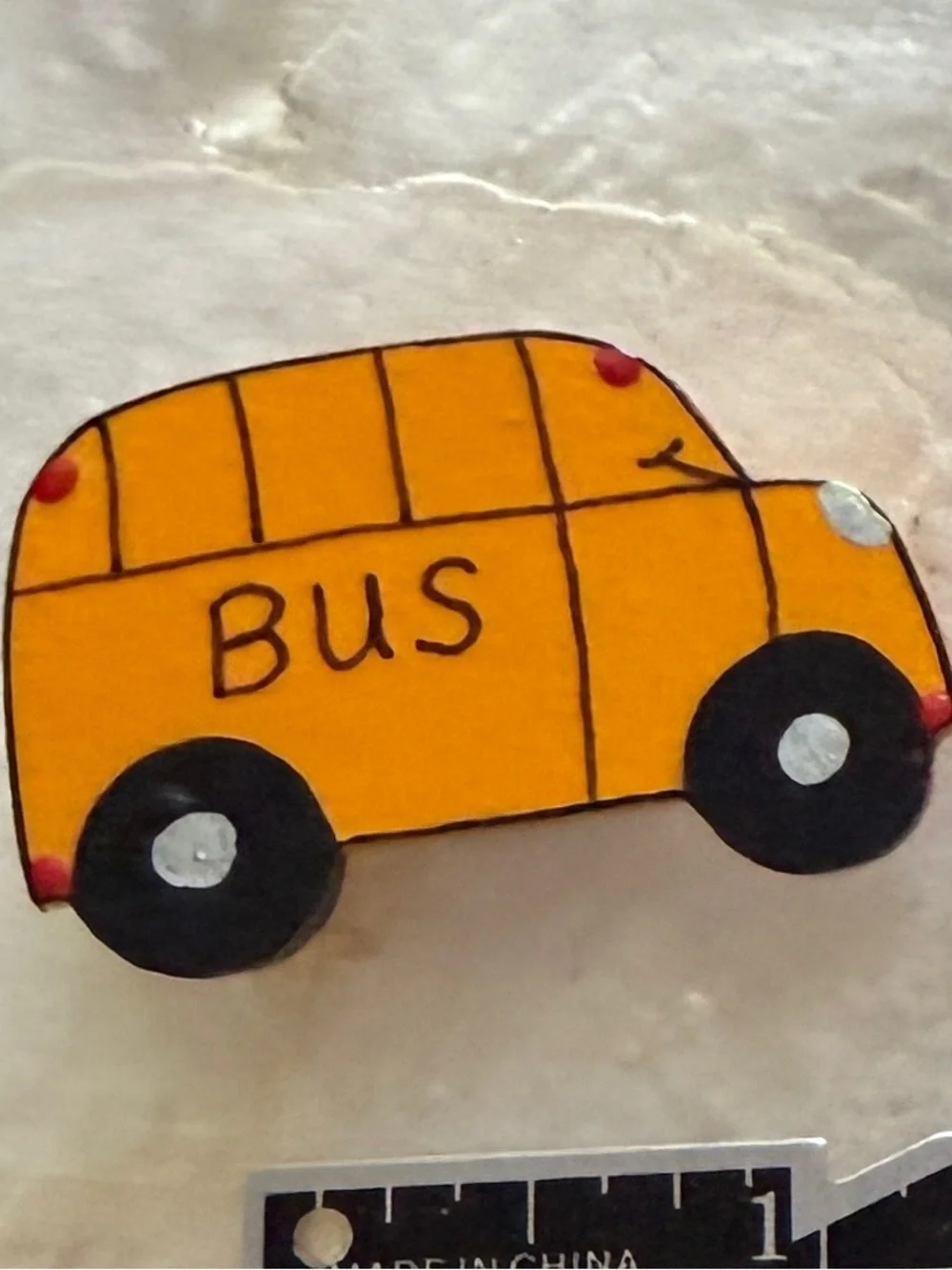Vintage Teacher Button Covers Set 4 Wood School Bus Apple Back to School